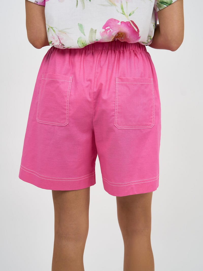 Mati Linen Pocket Short Pink Liberty Rose