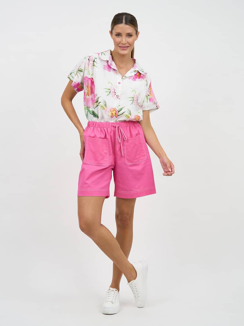 Mati Linen Pocket Short Pink Liberty Rose
