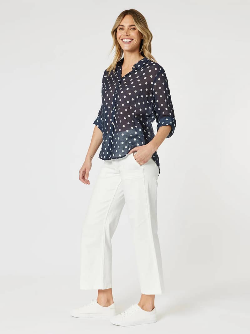 Sorrento Spot Sheer Shirt Navy Gordon Smith