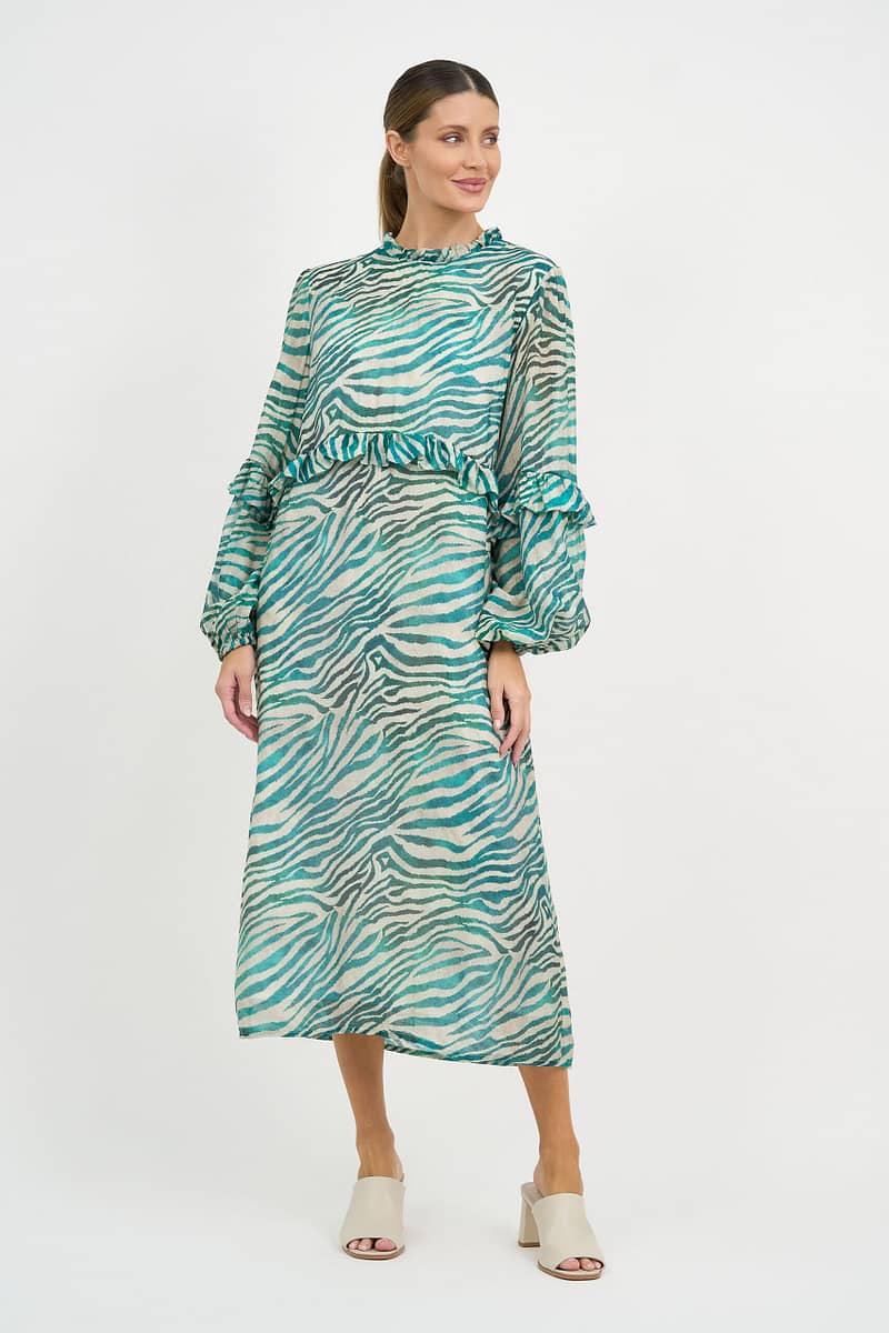 Frill Detailed Dress Teal Liberty Rose