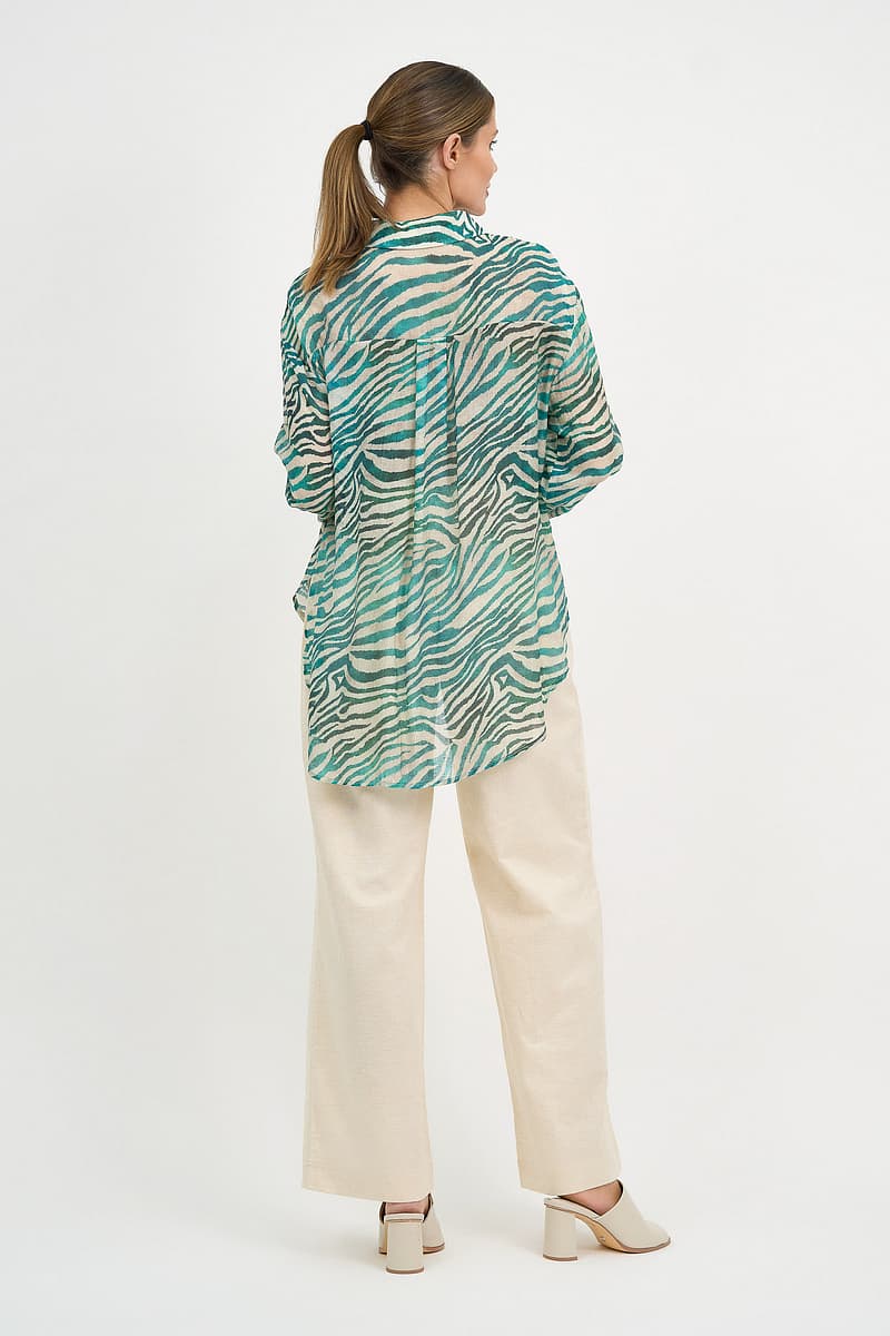 Relaxed Long Sleeve Shirt Teal Liberty Rose